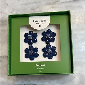 Kate Spade Target Blue Floral Linear Statement Earrings